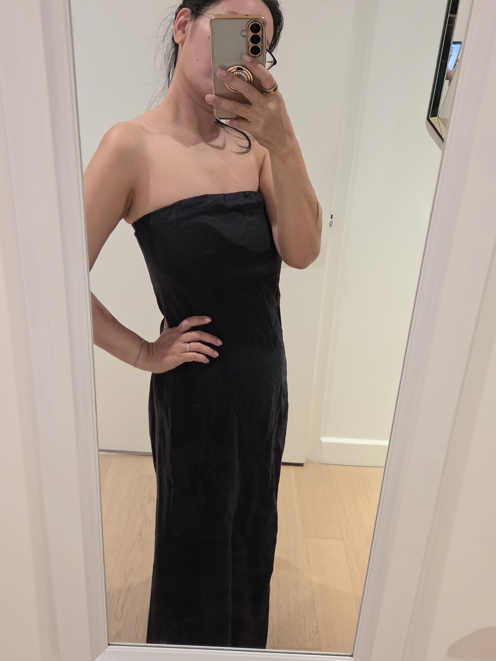 Quinxe Linen Strapless Black Maxi Dress - Elegant And Summery